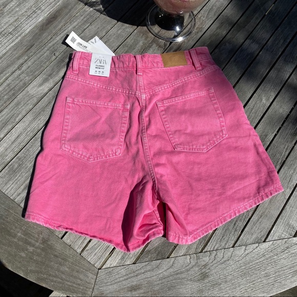 💗 ZARA PINK HIGH WAIST CLASSIC MOM JEAN SHORTS! - Picture 6 of 13